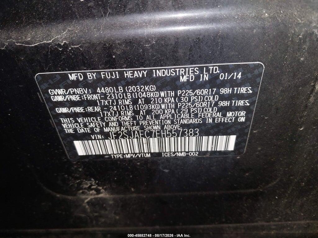 JF2SJAEC7EH557383 2014 SUBARU FORESTER photo no. 9