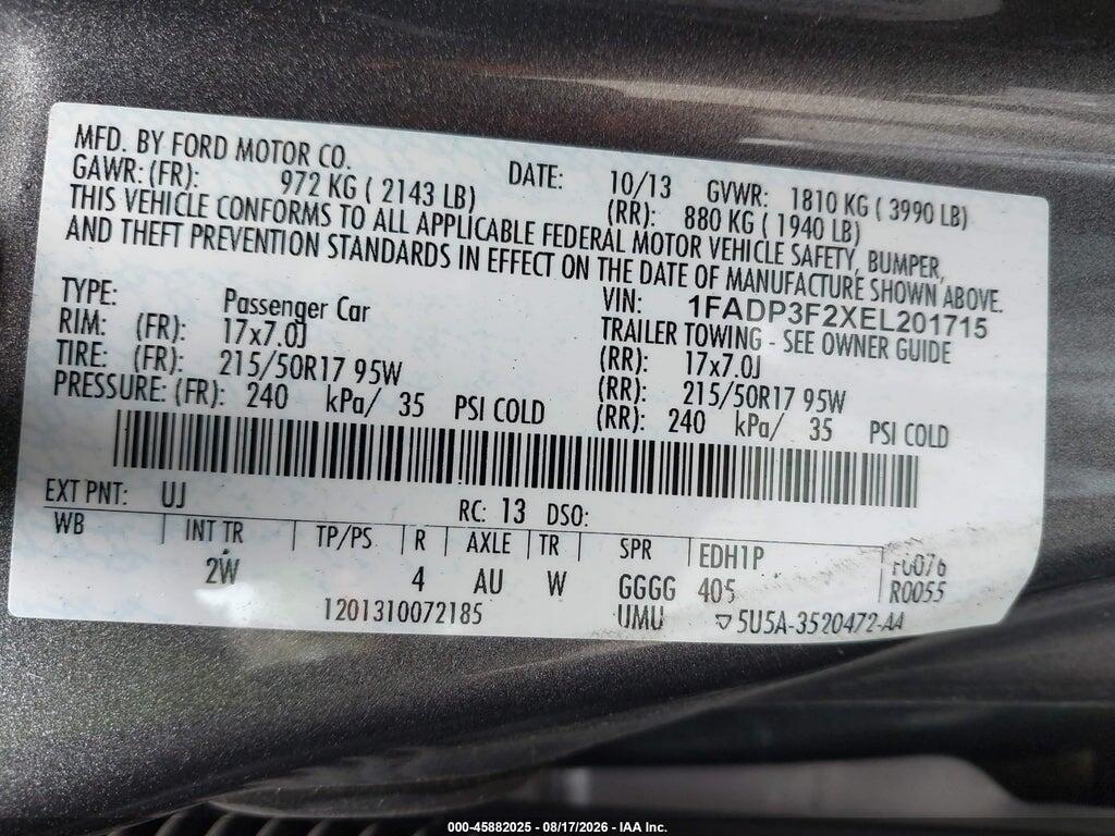 1FADP3F2XEL201715 2014 FORD FOCUS photo no. 9