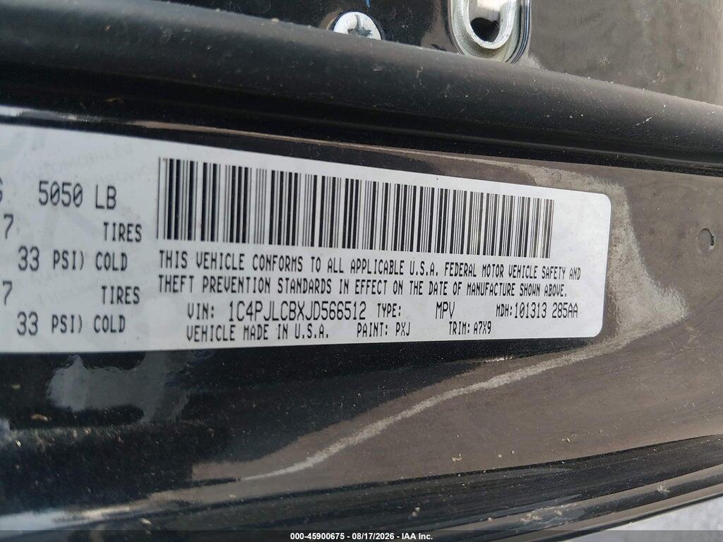 1C4PJLCBXJD566512 2018 JEEP CHEROKEE photo no. 9
