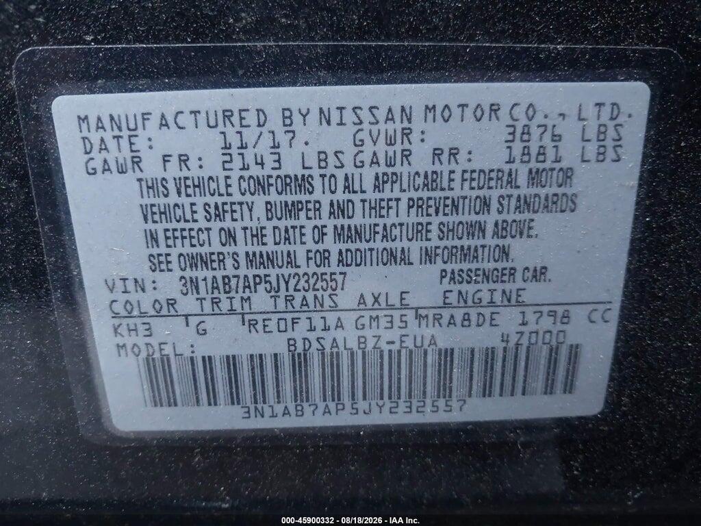 3N1AB7AP5JY232557 2018 NISSAN SENTRA photo no. 9