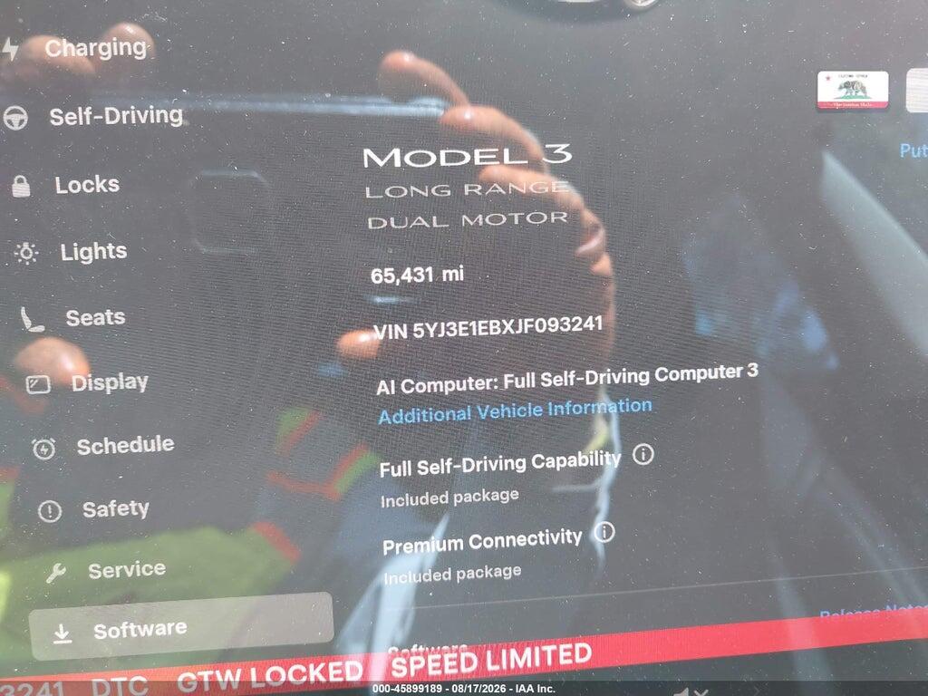 5YJ3E1EBXJF093241 2018 TESLA MODEL 3 photo no. 7