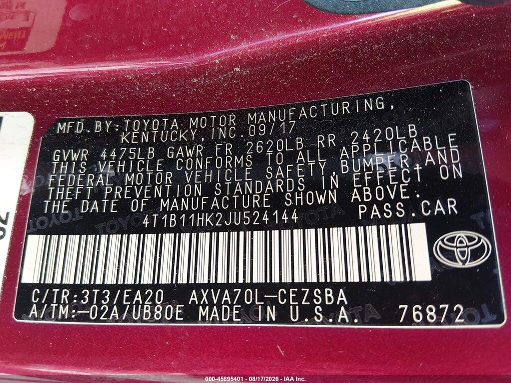 4T1B11HK2JU524144 2018 TOYOTA CAMRY photo no. 9