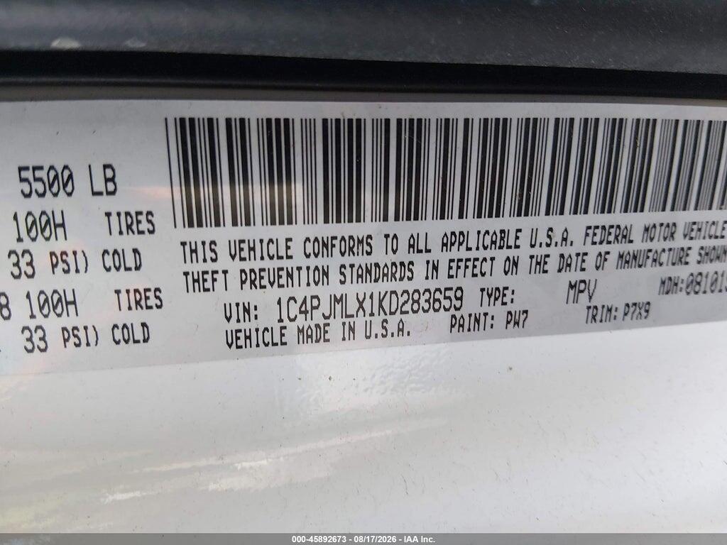 1C4PJMLX1KD283659 2019 JEEP CHEROKEE photo no. 9