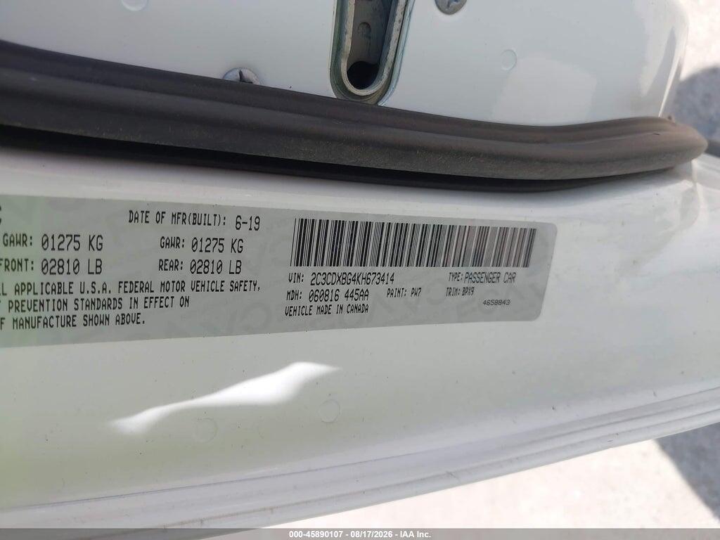 2C3CDXBG4KH673414 2019 DODGE CHARGER photo no. 9
