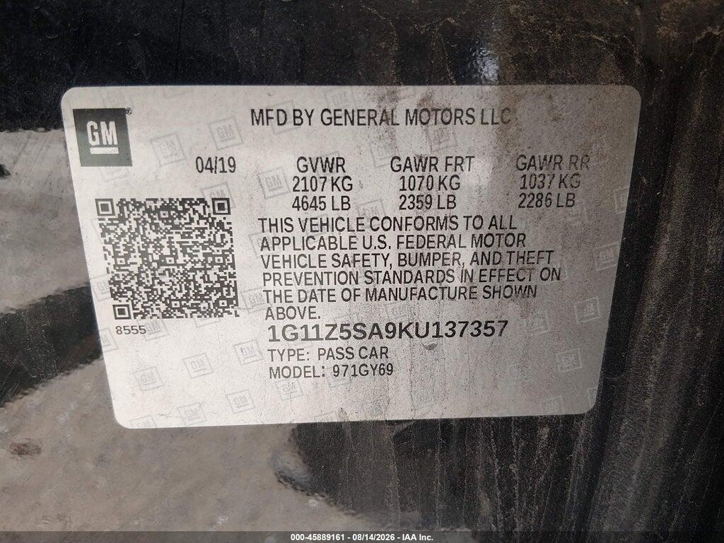 1G11Z5SA9KU137357 2019 CHEVROLET IMPALA photo no. 9