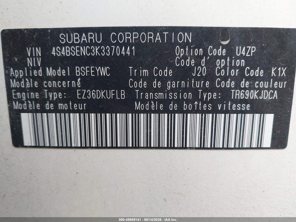 4S4BSENC3K3370441 2019 SUBARU OUTBACK photo no. 9