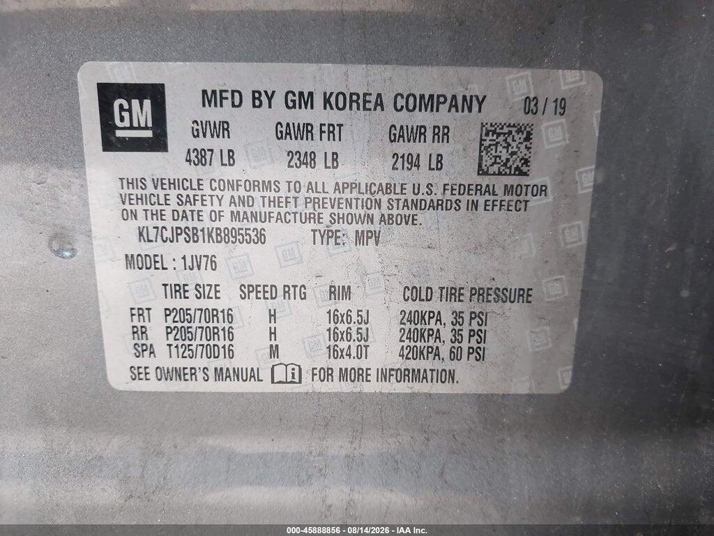 KL7CJPSB1KB895536 2019 CHEVROLET TRAX photo no. 9
