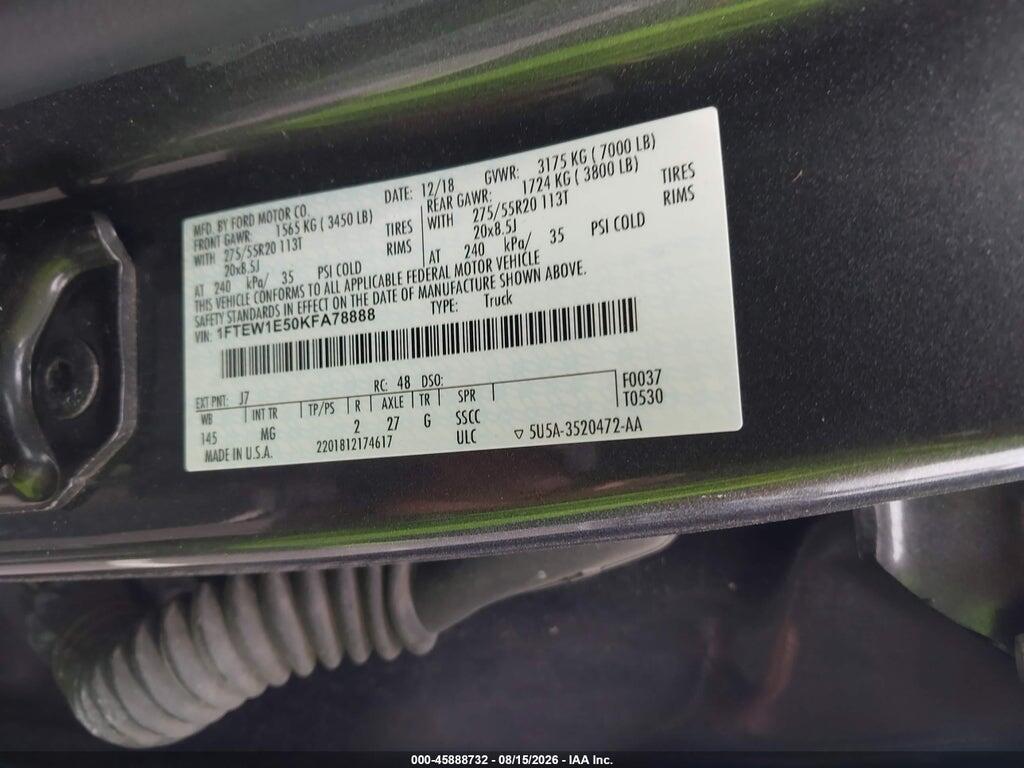 1FTEW1E50KFA78888 2019 FORD F-150 photo no. 9