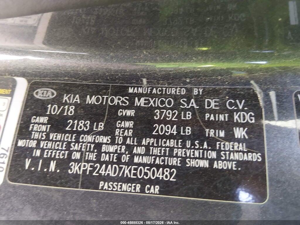 3KPF24AD7KE050482 2019 KIA FORTE photo no. 9