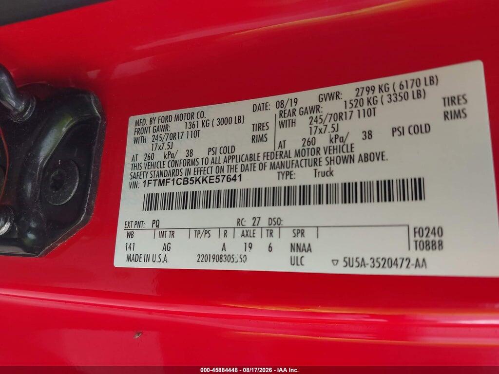 1FTMF1CB5KKE57641 2019 FORD F-150 photo no. 9