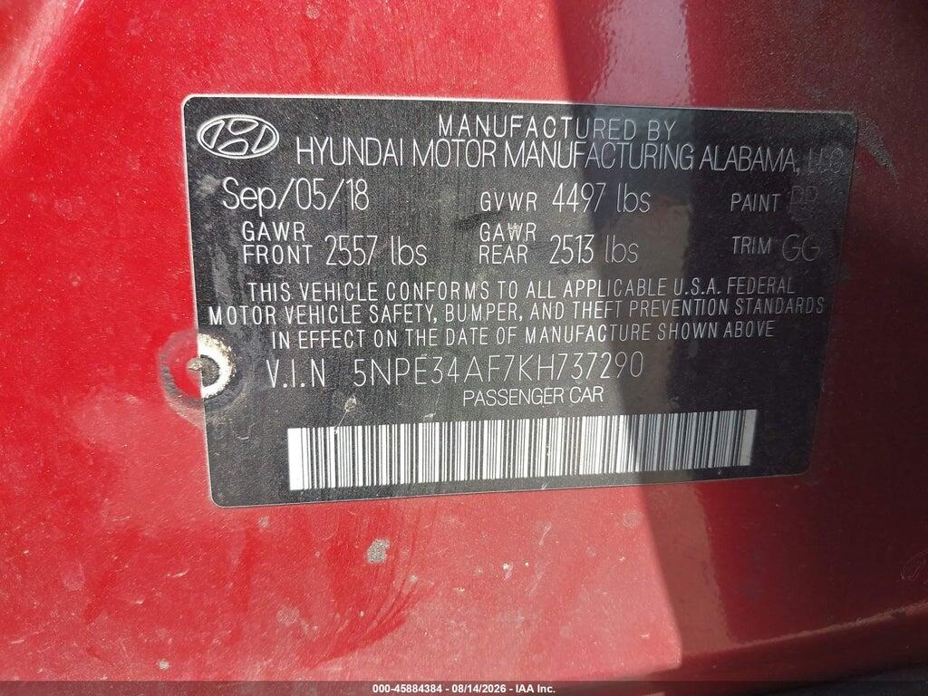 5NPE34AF7KH737290 2019 HYUNDAI SONATA photo no. 9