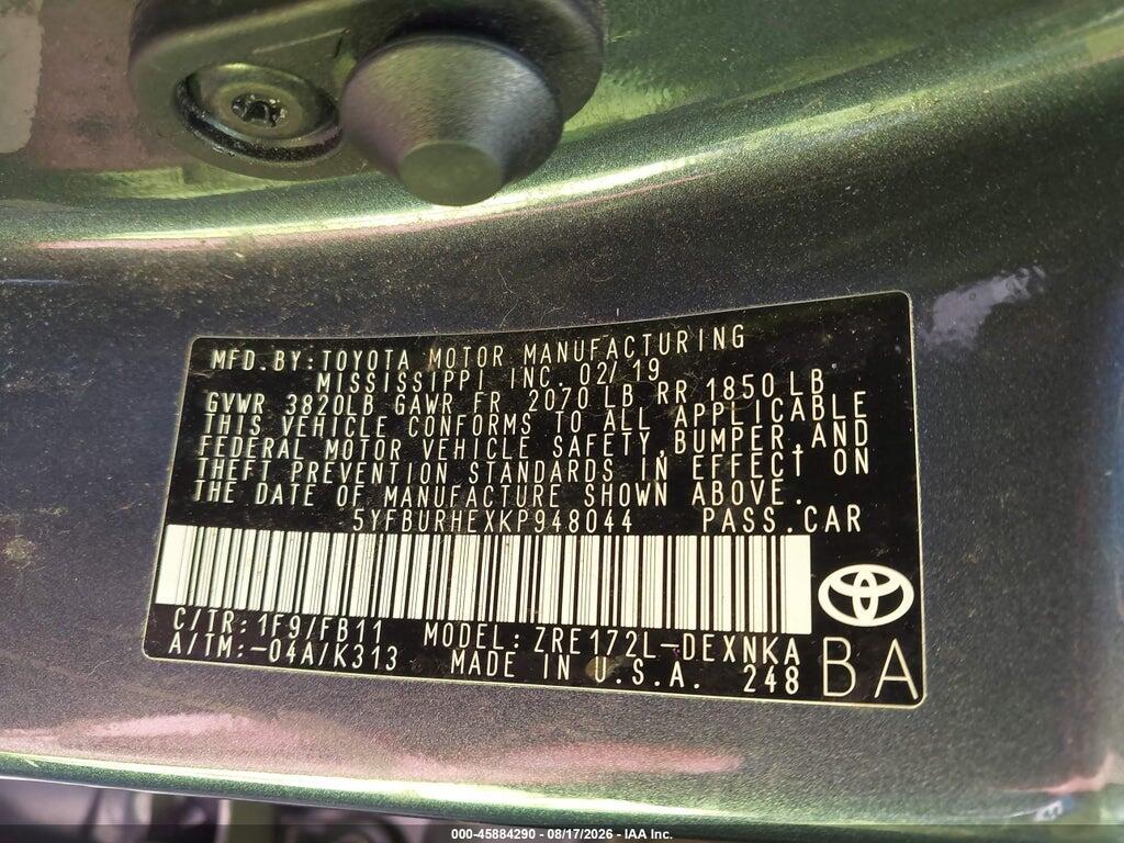 5YFBURHEXKP948044 2019 TOYOTA COROLLA photo no. 9