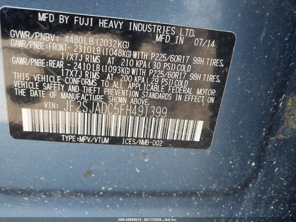 JF2SJADC5FH491399 2015 SUBARU FORESTER photo no. 9