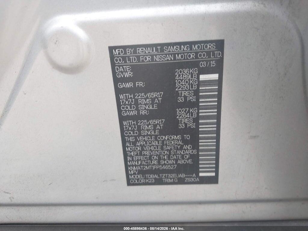 KNMAT2MT1FP546527 2015 NISSAN ROGUE photo no. 9