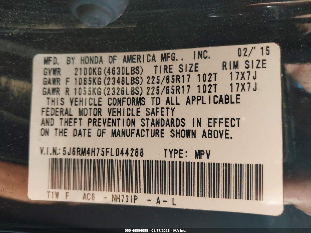 5J6RM4H75FL044288 2015 HONDA CR-V photo no. 9