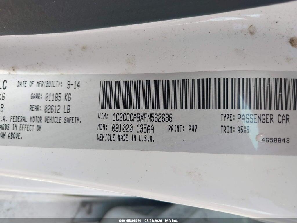 1C3CCCABXFN562686 2015 CHRYSLER 200 photo no. 9