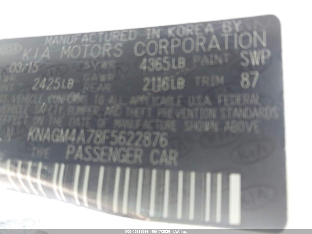 KNAGM4A78F5622876 2015 KIA OPTIMA photo no. 9