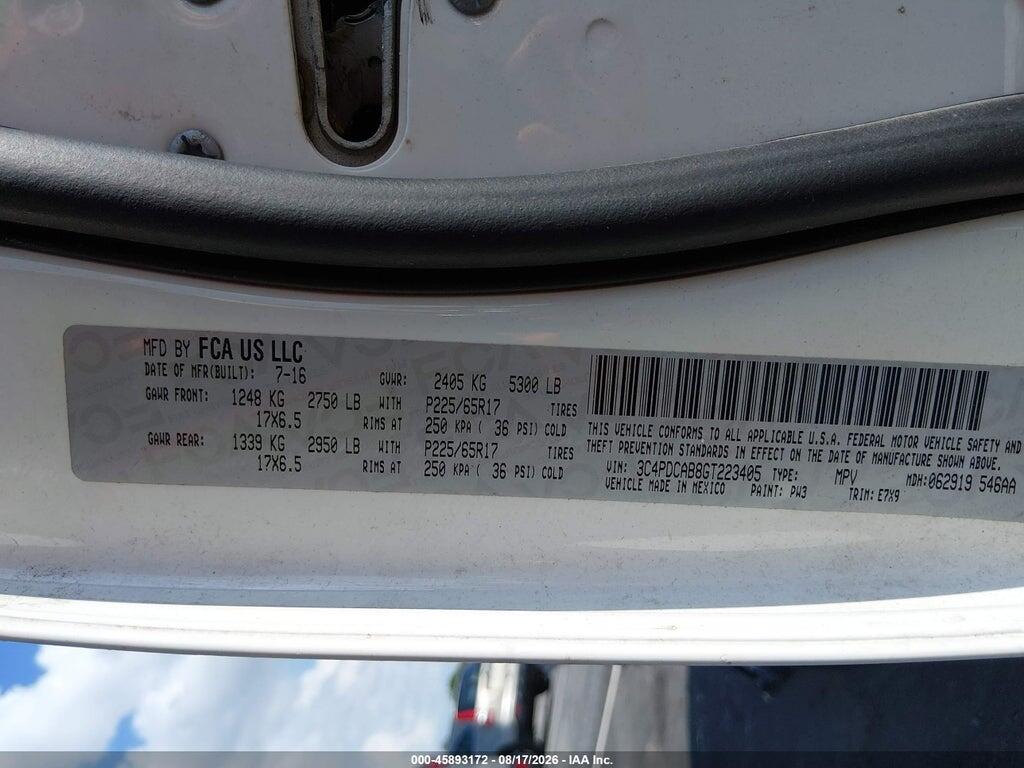 3C4PDCAB8GT223405 2016 DODGE JOURNEY photo no. 9