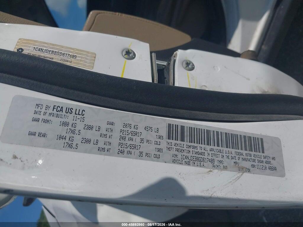 1C4NJDEB8GD617489 2016 JEEP COMPASS photo no. 9