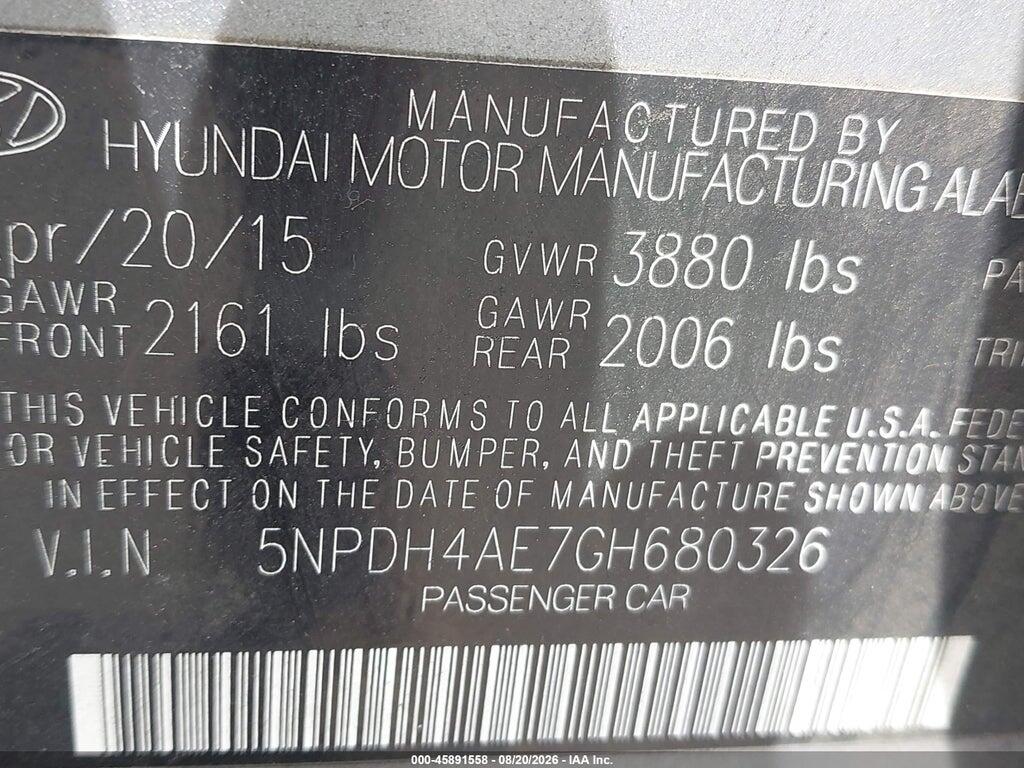5NPDH4AE7GH680326 2016 HYUNDAI ELANTRA photo no. 9