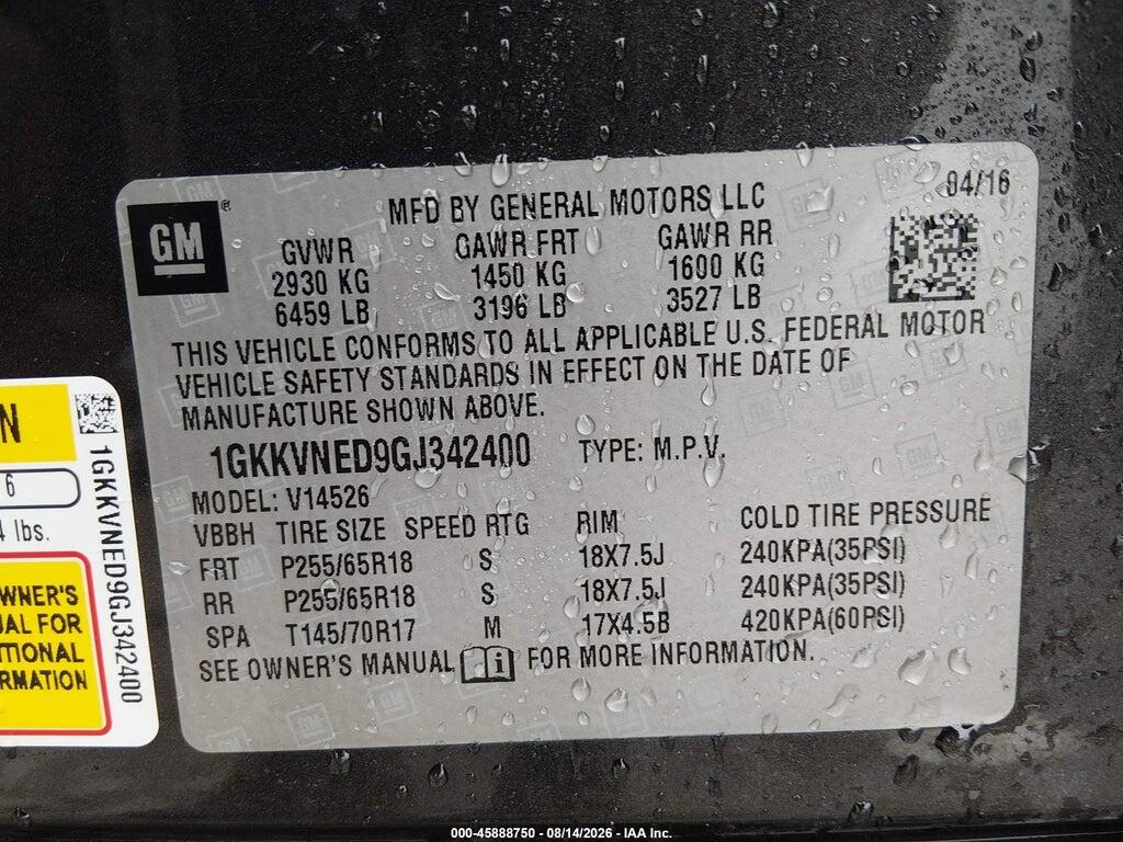 1GKKVNED9GJ342400 2016 GMC ACADIA photo no. 9