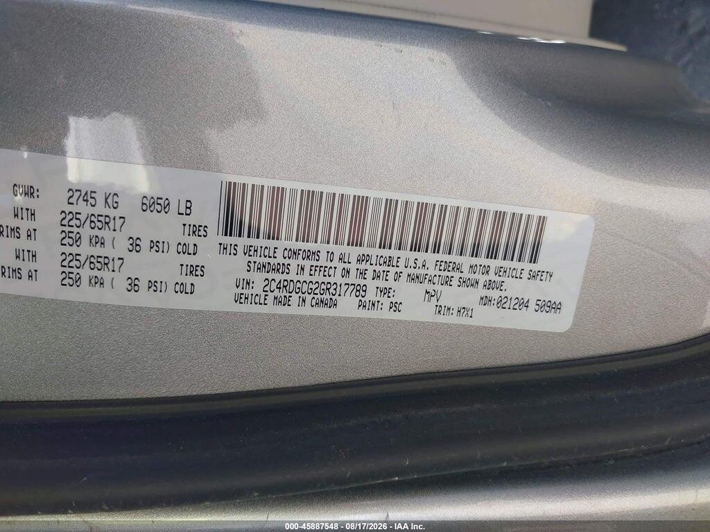 2C4RDGCG2GR317789 2016 DODGE GRAND CARAVAN photo no. 9