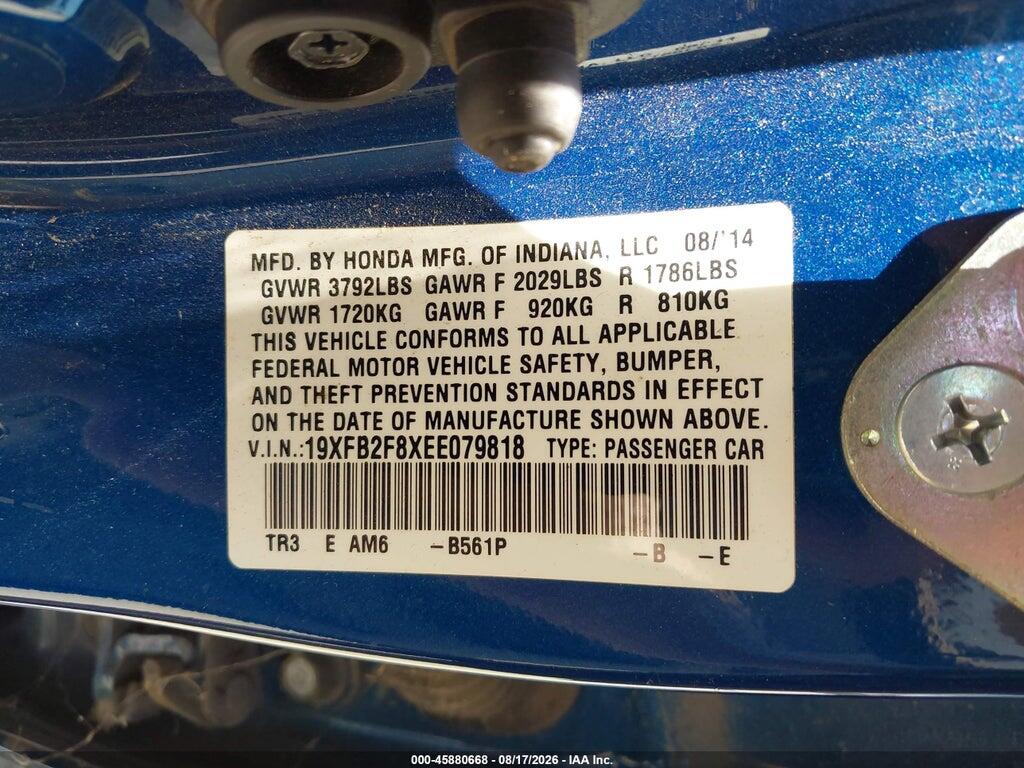 19XFB2F8XEE079818 2014 HONDA CIVIC photo no. 9