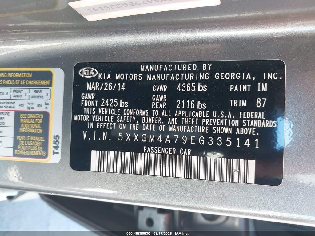 5XXGM4A79EG335141 2014 KIA OPTIMA photo no. 9