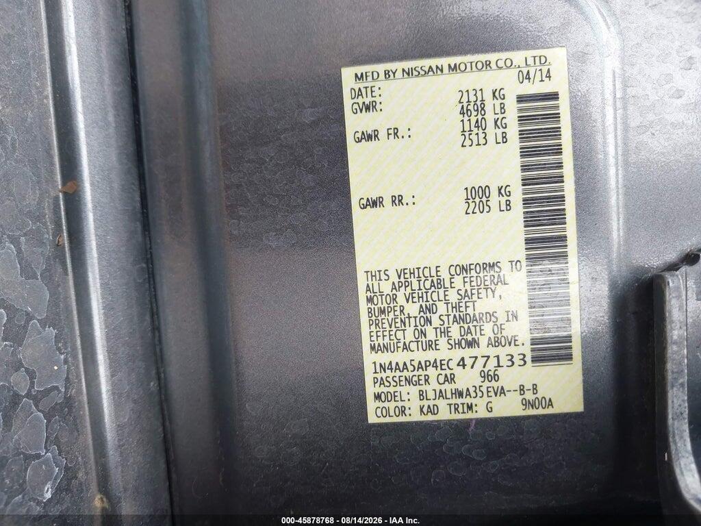 1N4AA5AP4EC477133 2014 NISSAN MAXIMA photo no. 9