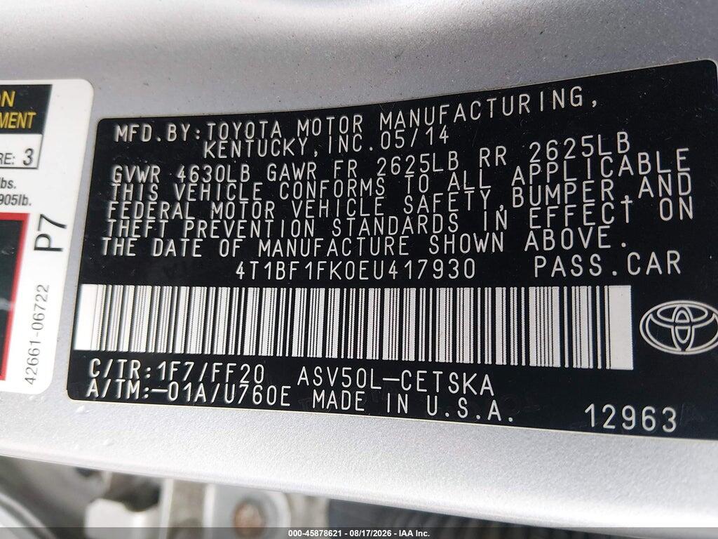 4T1BF1FK0EU417930 2014 TOYOTA CAMRY photo no. 9