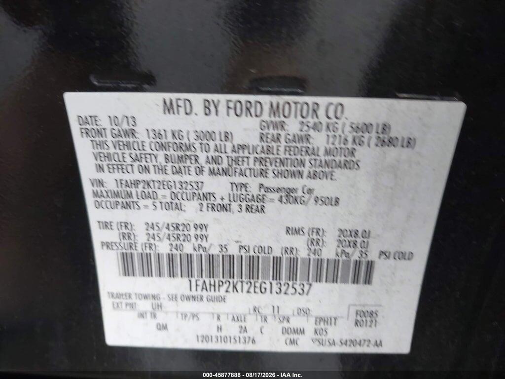 1FAHP2KT2EG132537 2014 FORD TAURUS photo no. 9