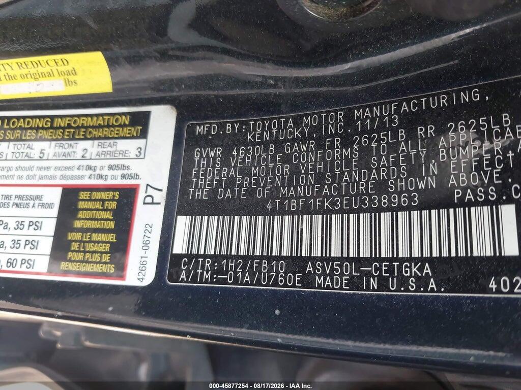 4T1BF1FK3EU338963 2014 TOYOTA CAMRY photo no. 9