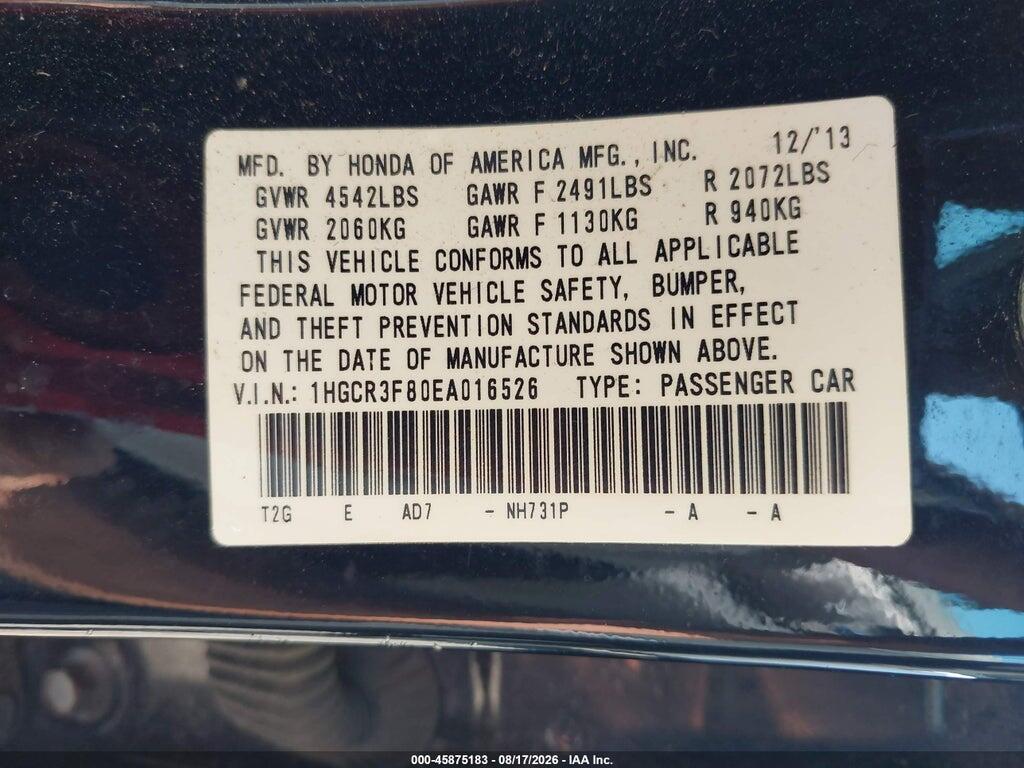 1HGCR3F80EA016526 2014 HONDA ACCORD photo no. 9