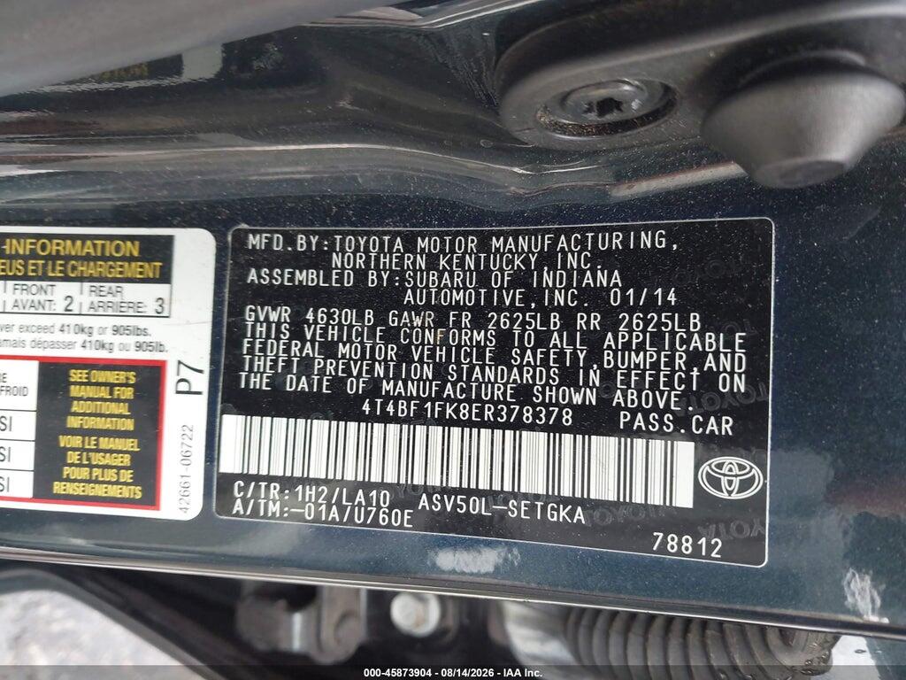 4T4BF1FK8ER378378 2014 TOYOTA CAMRY photo no. 9