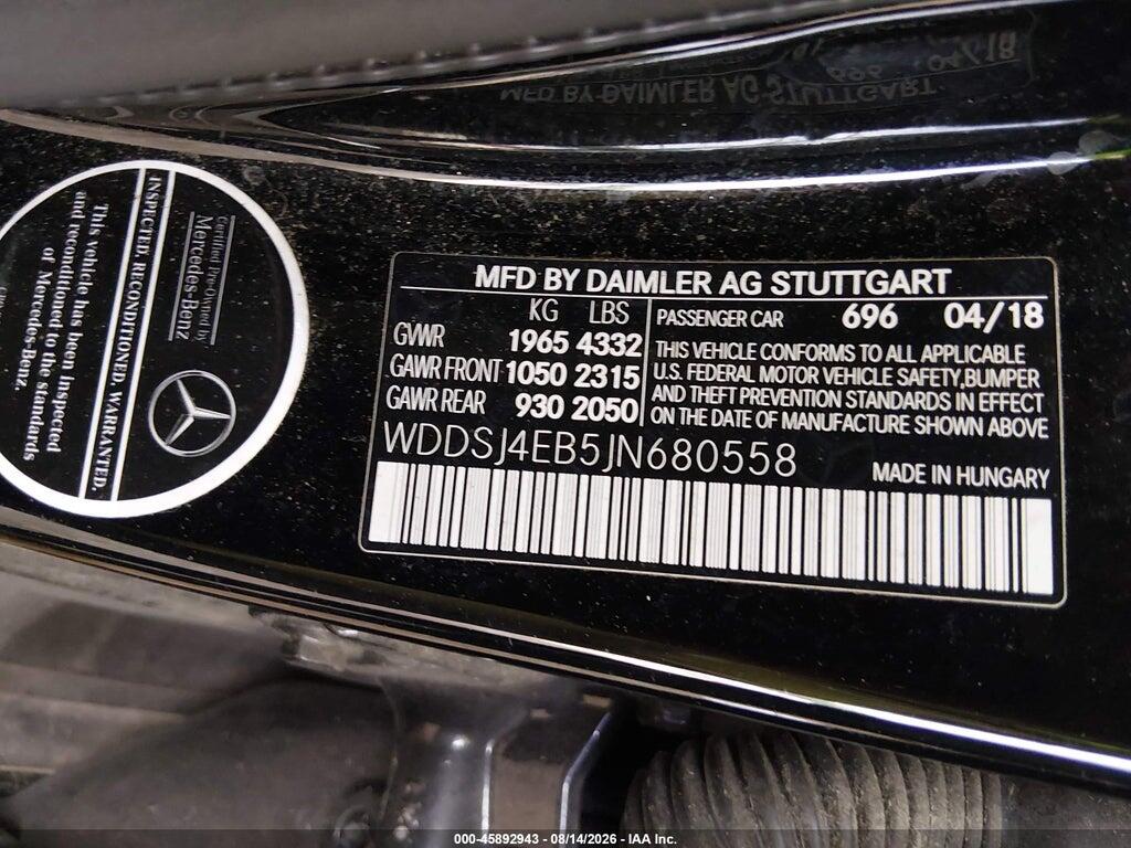 WDDSJ4EB5JN680558 2018 MERCEDES-BENZ CLA 250 photo no. 9