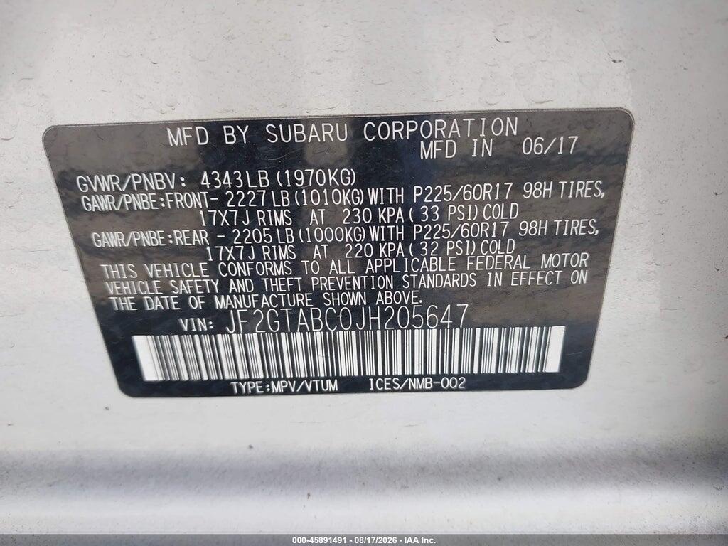 JF2GTABC0JH205647 2018 SUBARU CROSSTREK photo no. 9