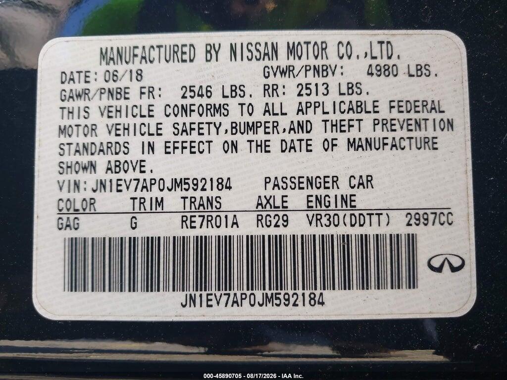 JN1EV7AP0JM592184 2018 INFINITI Q50 photo no. 9