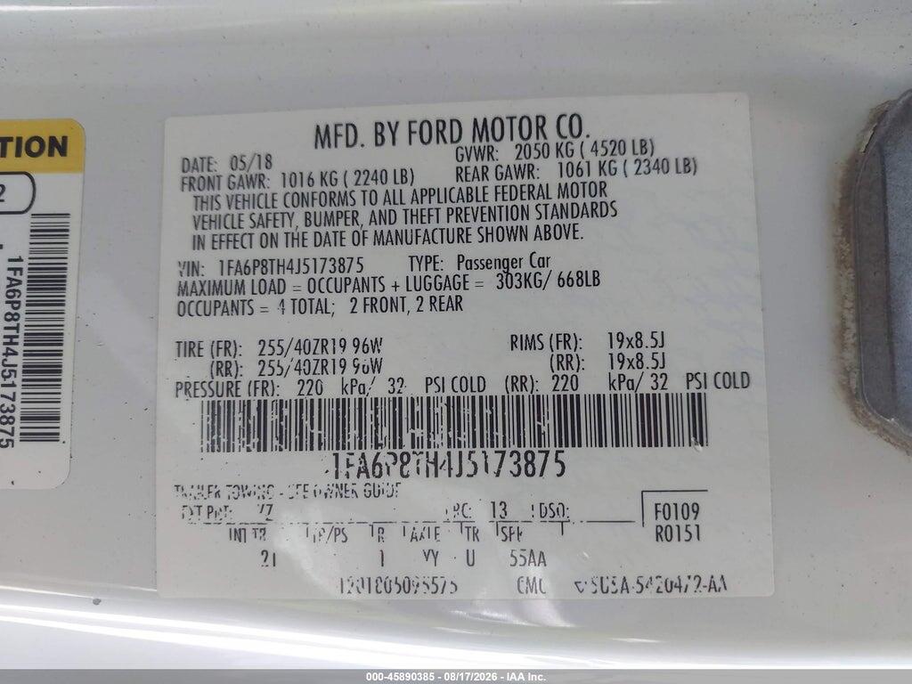 1FA6P8TH4J5173875 2018 FORD MUSTANG photo no. 9