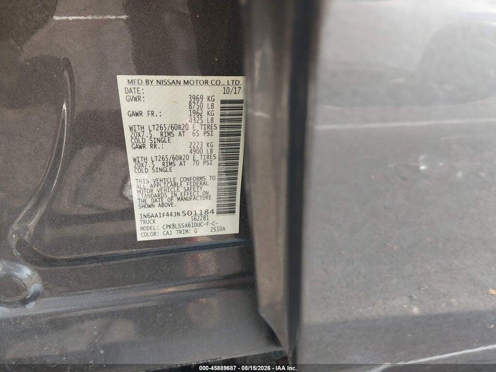 1N6AA1F44JN501184 2018 NISSAN TITAN XD photo no. 9