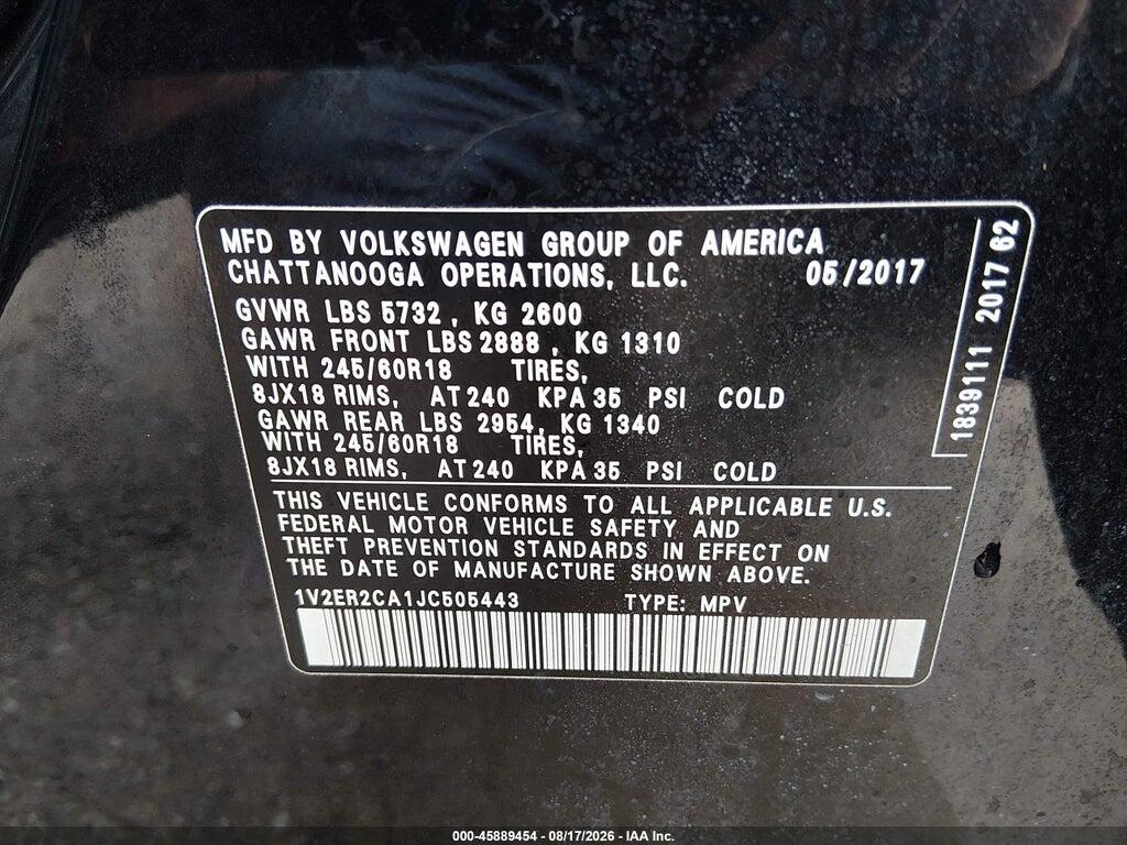 1V2ER2CA1JC505443 2018 VOLKSWAGEN ATLAS photo no. 9