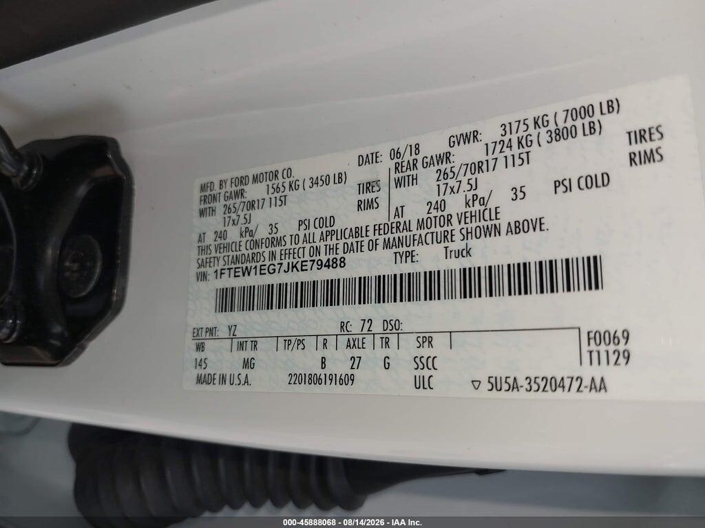 1FTEW1EG7JKE79488 2018 FORD F-150 photo no. 9