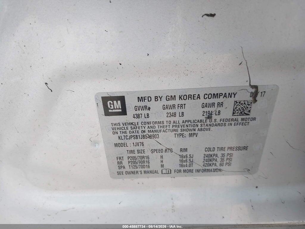 KL7CJPSB1JB548903 2018 CHEVROLET TRAX photo no. 9