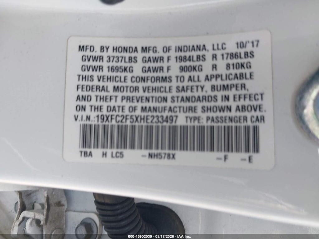 19XFC2F5XHE233497 2017 HONDA CIVIC photo no. 9