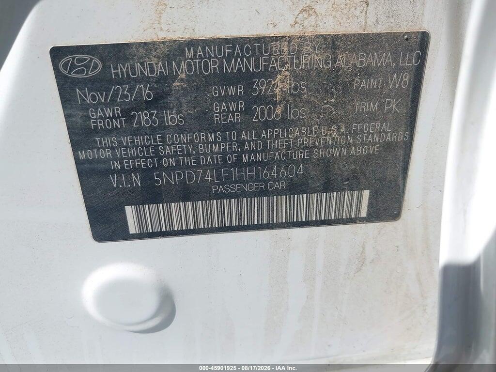 5NPD74LF1HH164604 2017 HYUNDAI ELANTRA photo no. 9