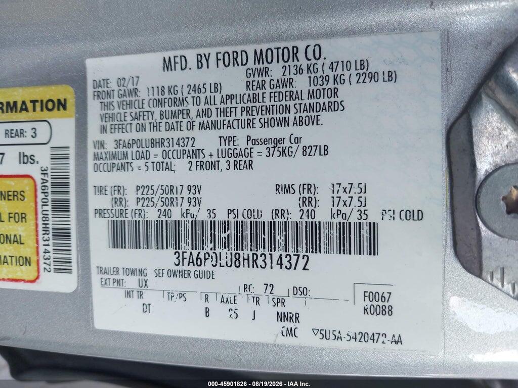 3FA6P0LU8HR314372 2017 FORD FUSION HYBRID photo no. 9