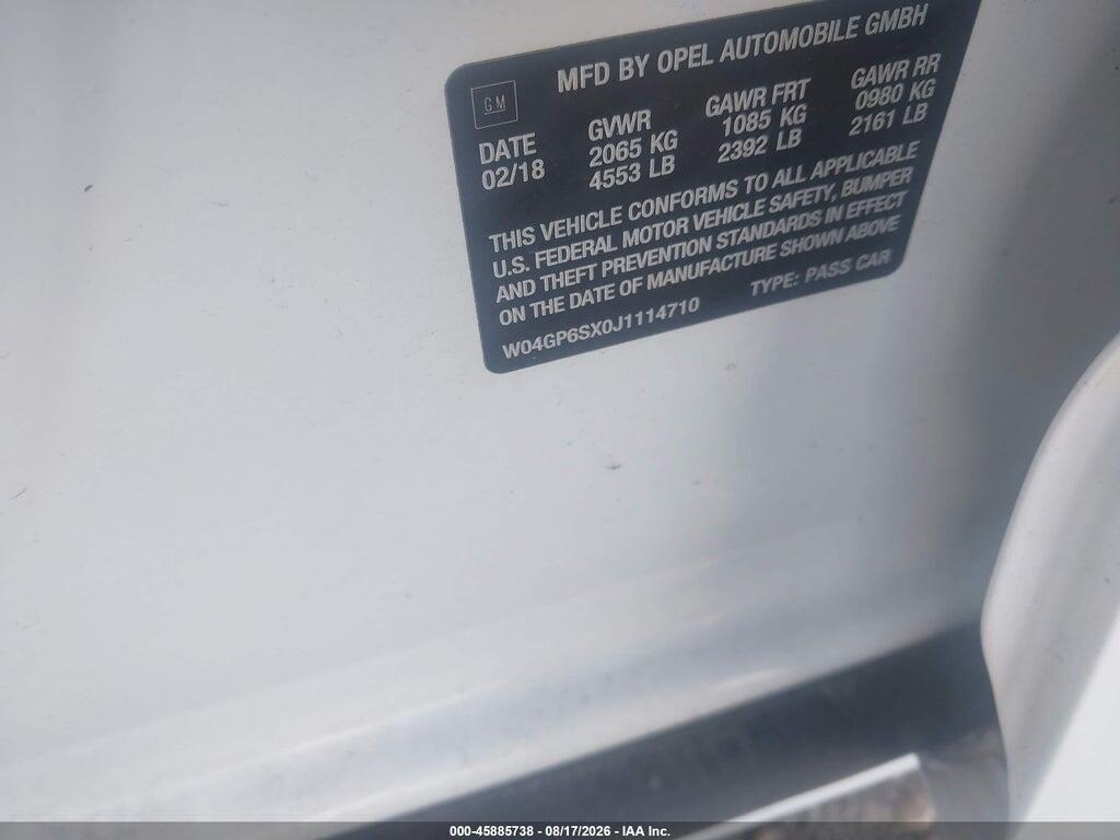 W04GP6SX0J1114710 2018 BUICK REGAL SPORTBACK photo no. 9