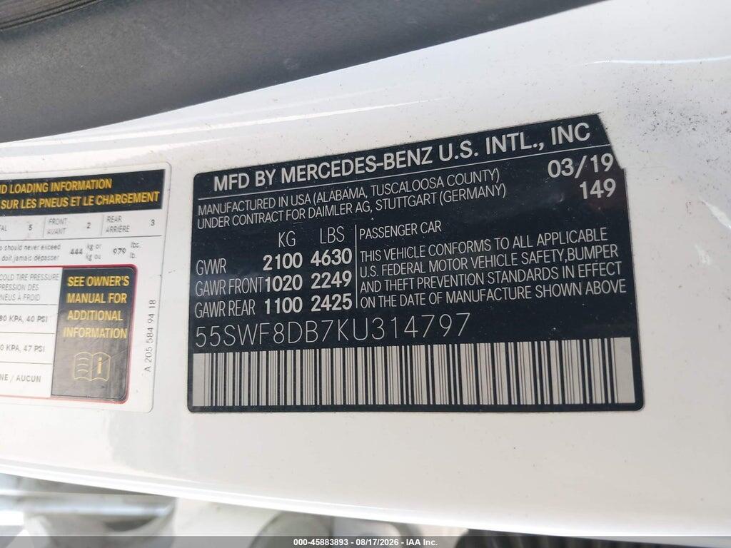 55SWF8DB7KU314797 2019 MERCEDES-BENZ C 300 photo no. 9