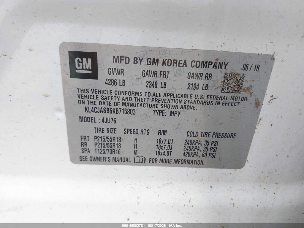 KL4CJASB6KB715803 2019 BUICK ENCORE photo no. 9
