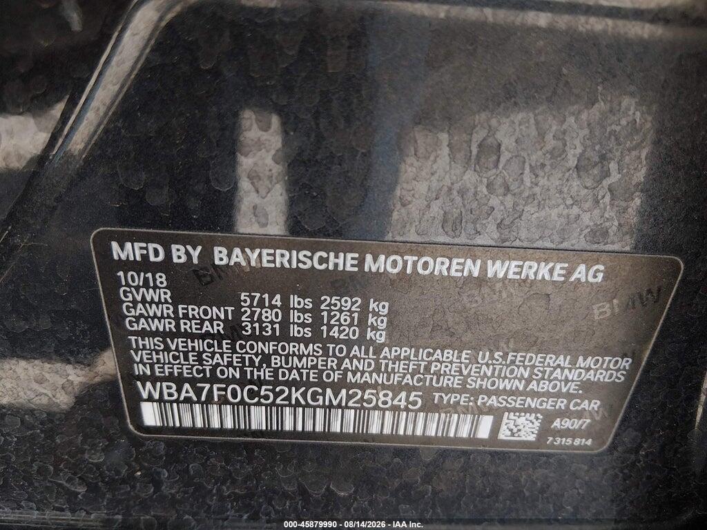 WBA7F0C52KGM25845 2019 BMW 750I photo no. 9