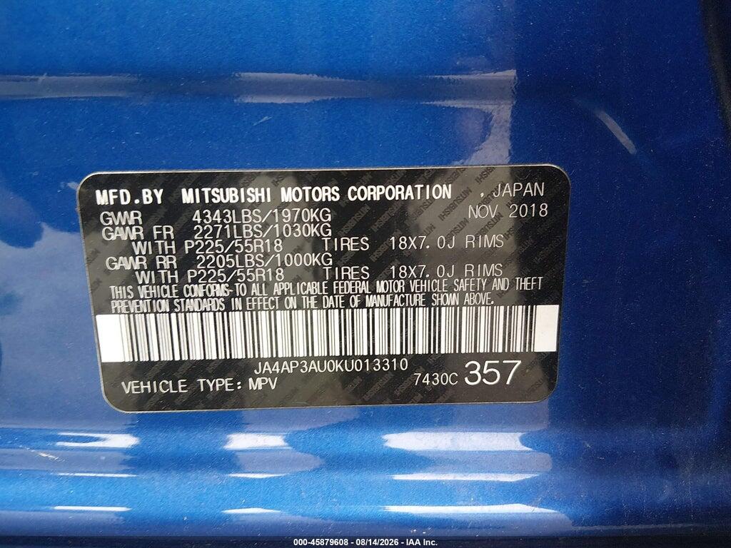 JA4AP3AU0KU013310 2019 MITSUBISHI OUTLANDER SPORT photo no. 9